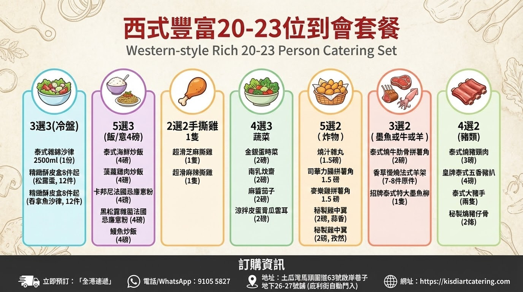 西式豐富20-24位到會套餐